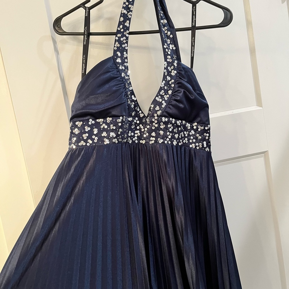 Navy blue halter top dress
